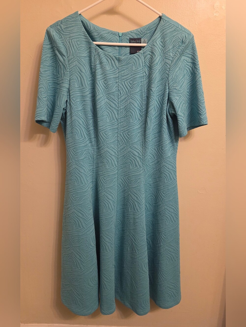 Gabby Skye Light Teal Textured A-Line Fit And Flare Midi Dress 16 Wedding Church